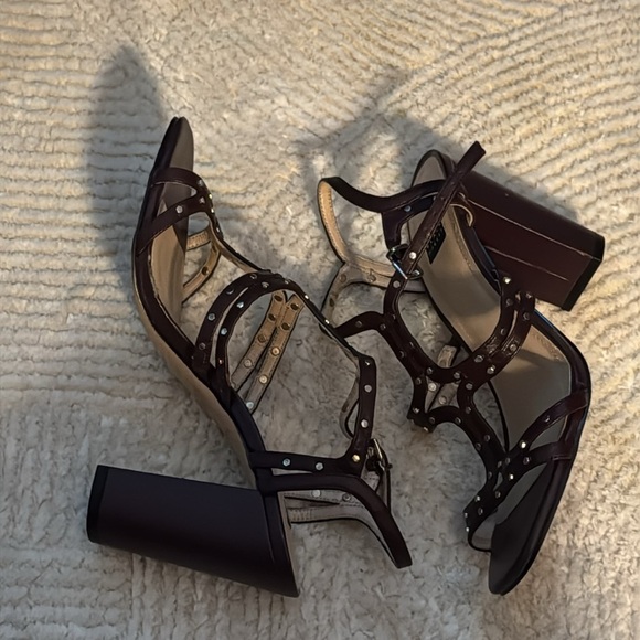 White House Black Market Polly studded Cabernet‎ Strappy sandals block heels 6.5 - Picture 7 of 13